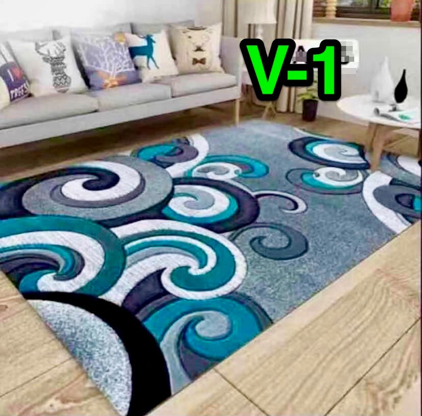 3D Swirl Carpet V1 in teal, navy and grey swirl pattern