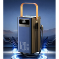 PowerMax 120W 60000mAh Power Bank in Blue with built-in cables and LED display