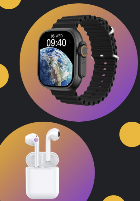 Smart Watch and Bluetooth Earpods combo bundle