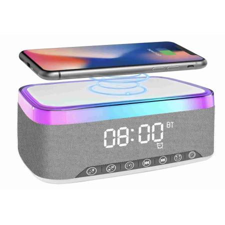 RGB Bedside Clock with wireless charging and speaker - product shot