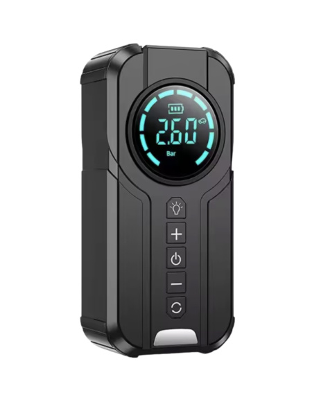 SmartStar 2-in-1 Air Pump and Jump Starter - front view with digital display showing 2.60 Bar