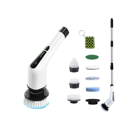 SpinScrub Pro Cordless Cleaner with brush heads and extendable handle