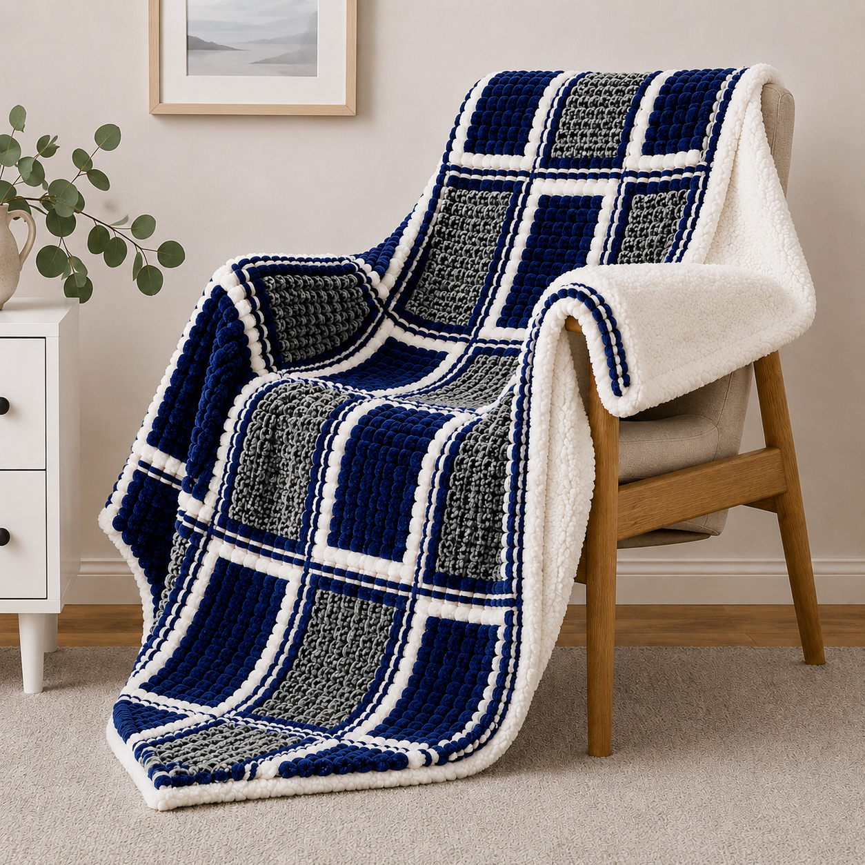 Sherpa-Backed Fleece Throw Blanket 200x230cm