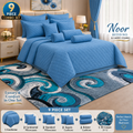 9pcs Comforter & 3D Carpet Combo Set