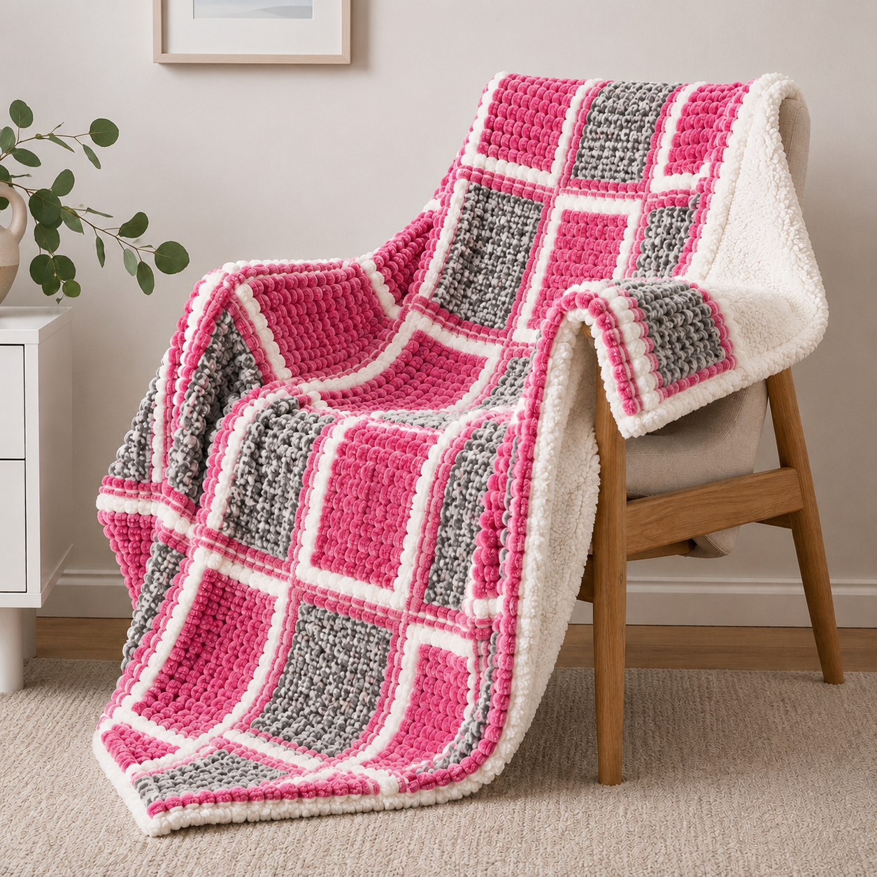 Sherpa-Backed Fleece Throw Blanket 200x230cm