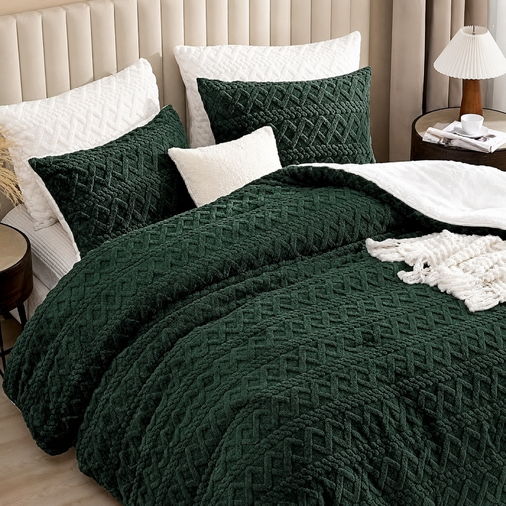 5pcs Fleece Comforter Set with Embossed Pattern