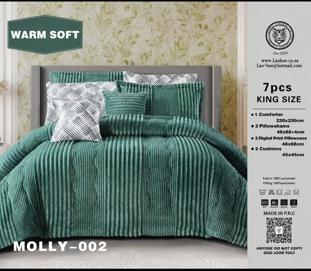 Molly 7pcs King Size Corduroy Comforter Set