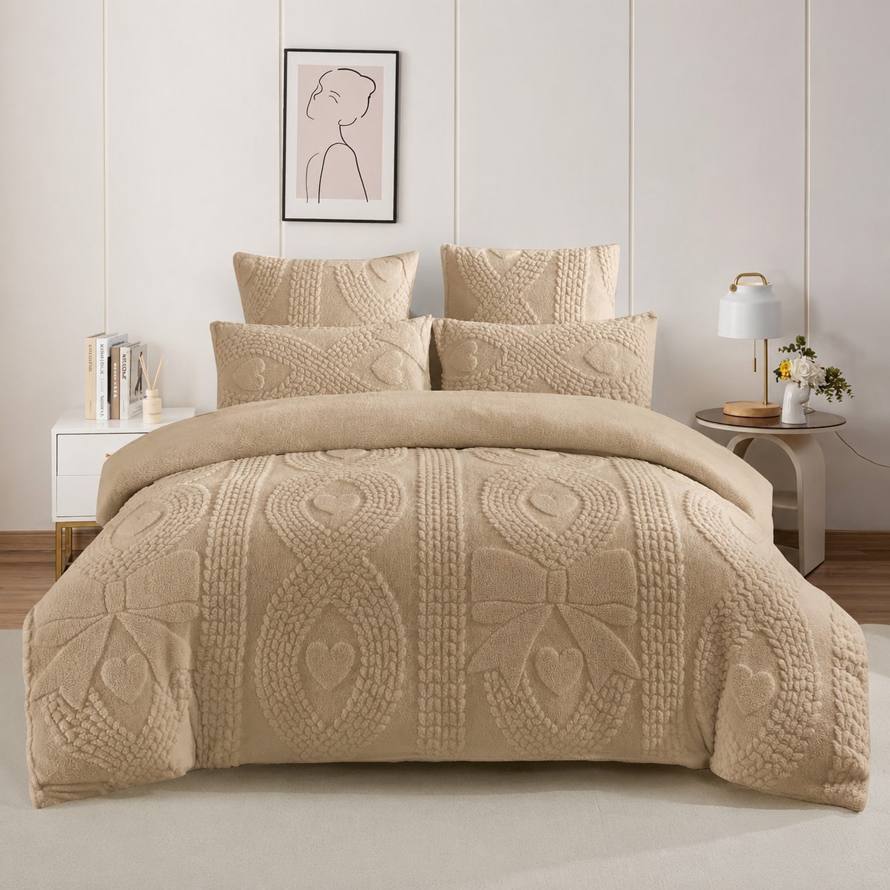 5pcs Super King Quilted Bedspread Set