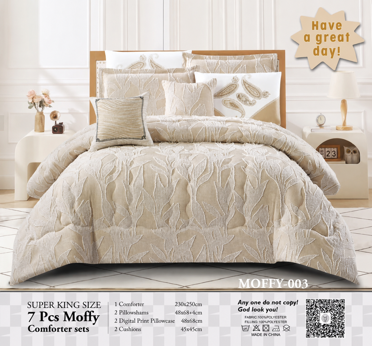 Moffy 7pcs Super King Comforter Set