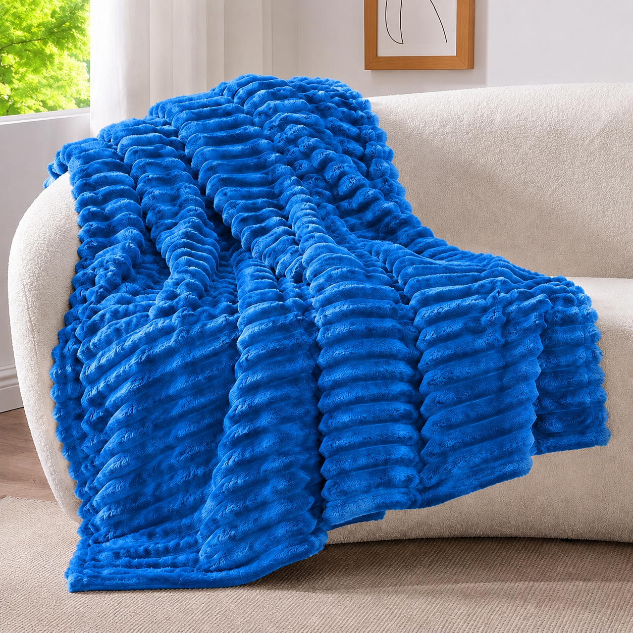 Ribbed Fleece Throw Blanket 180x200cm