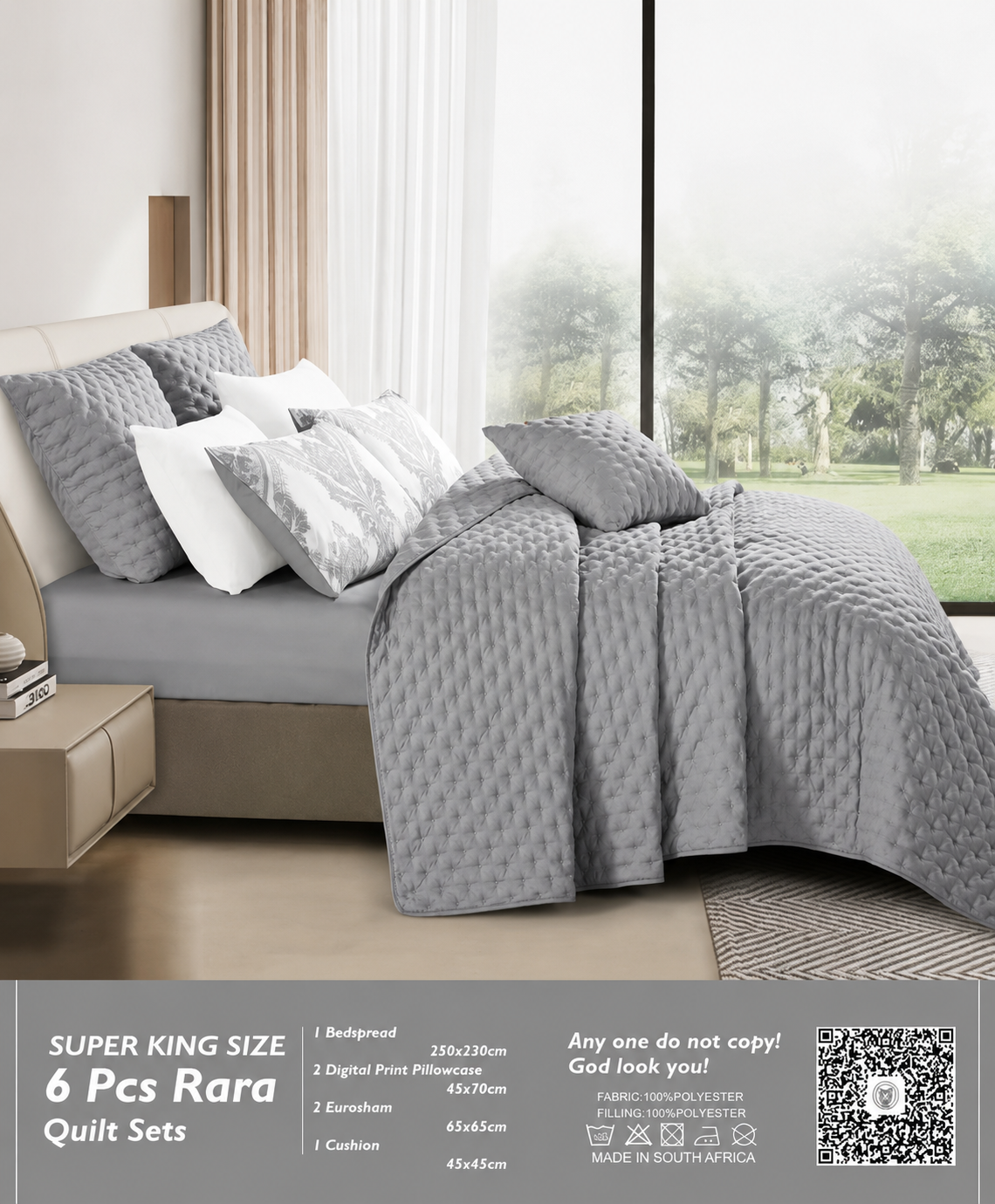 Rara 6pcs Super King Quilt Set