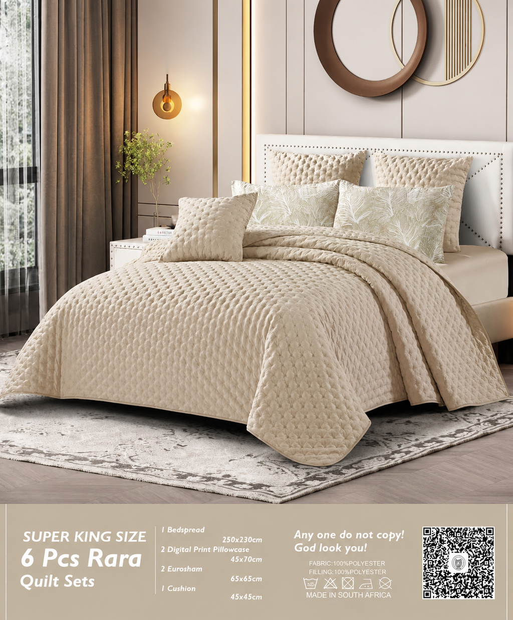 Rara 6pcs Super King Quilt Set