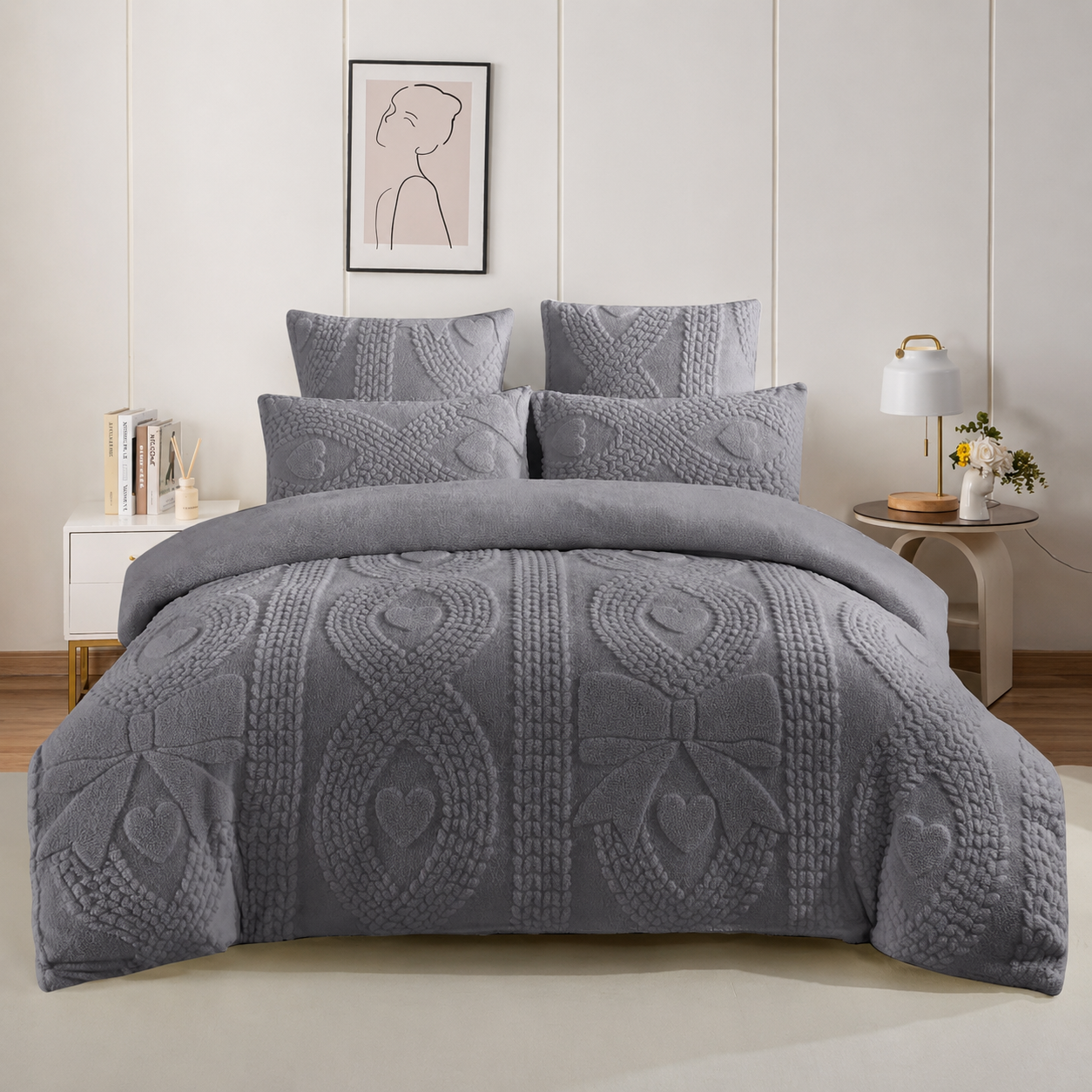 5pcs Super King Quilted Bedspread Set