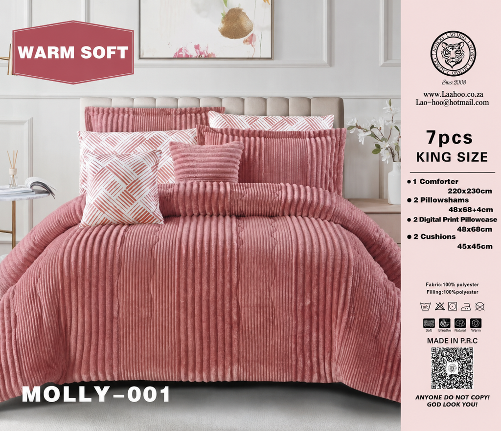 Molly 7pcs King Size Corduroy Comforter Set