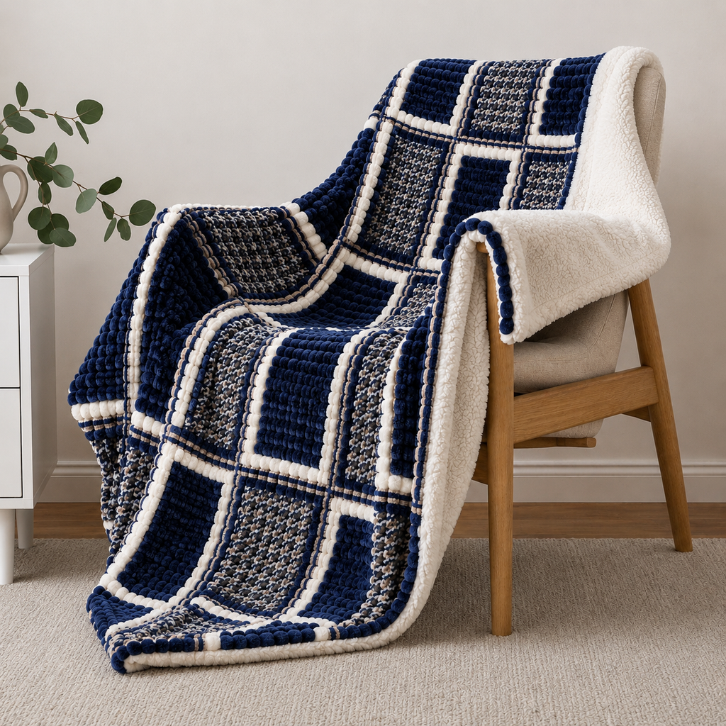 Sherpa-Backed Fleece Throw Blanket 200x230cm
