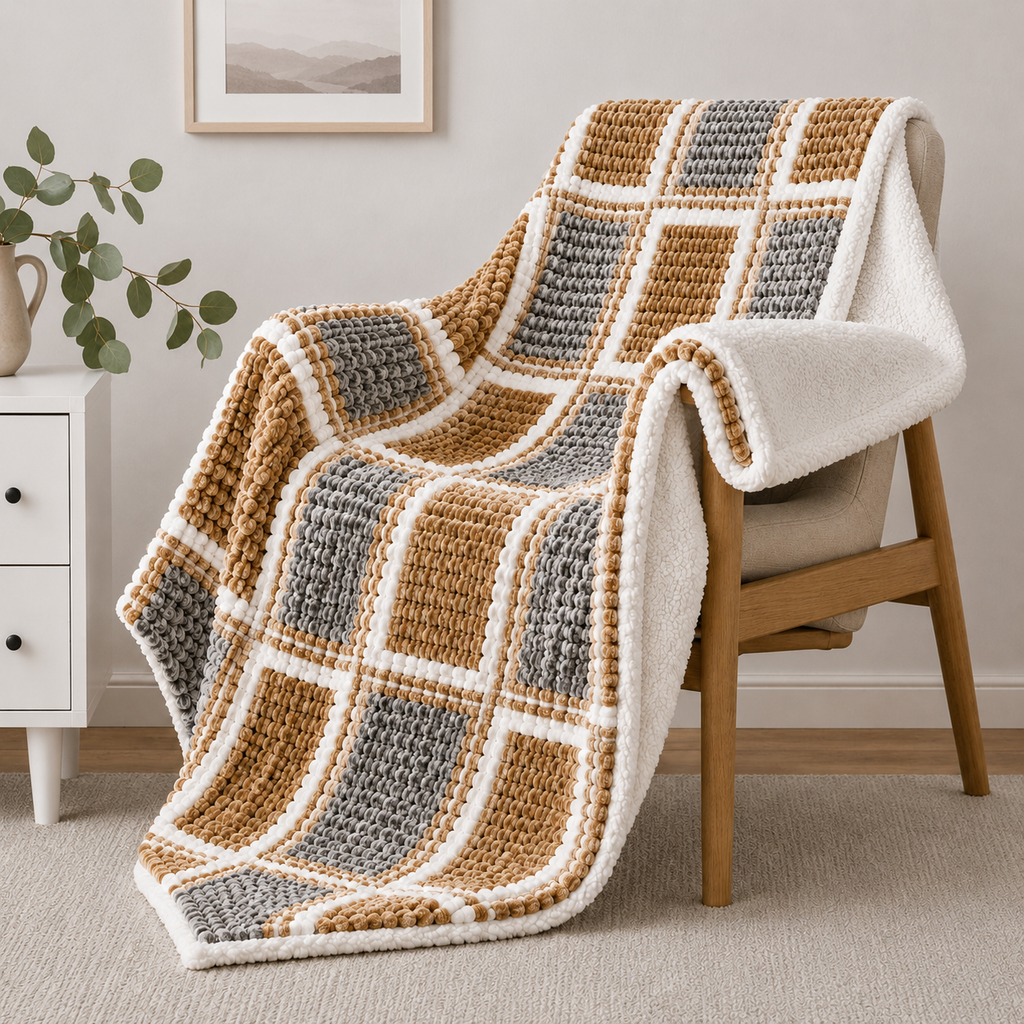 Sherpa-Backed Fleece Throw Blanket 200x230cm
