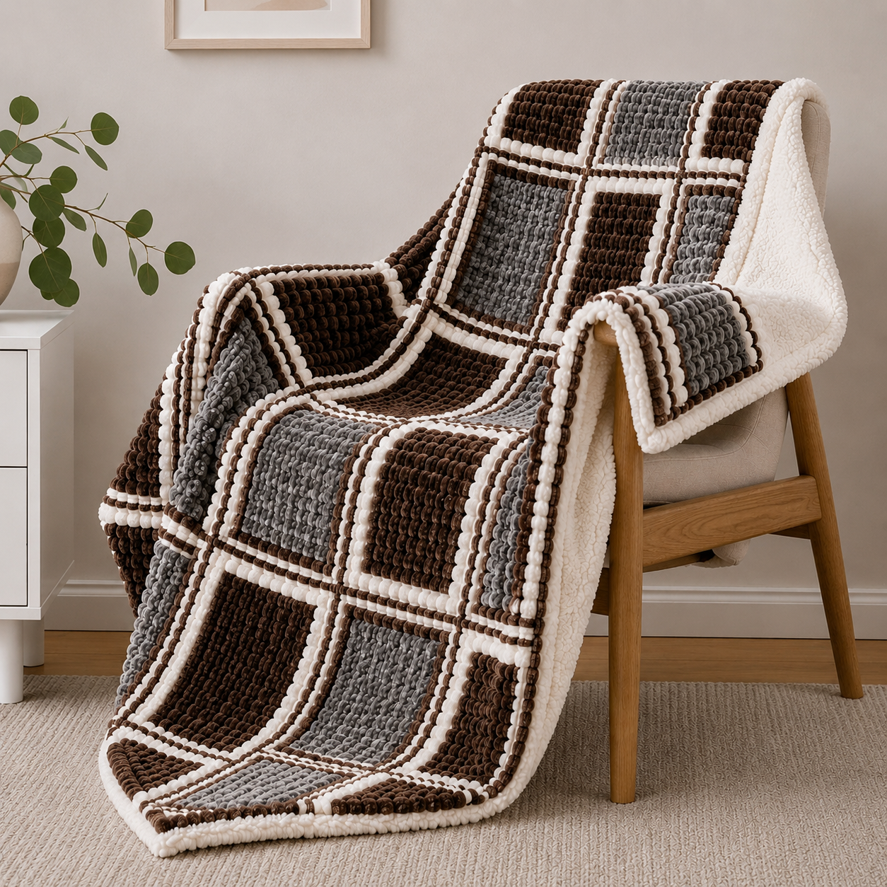 Sherpa-Backed Fleece Throw Blanket 200x230cm