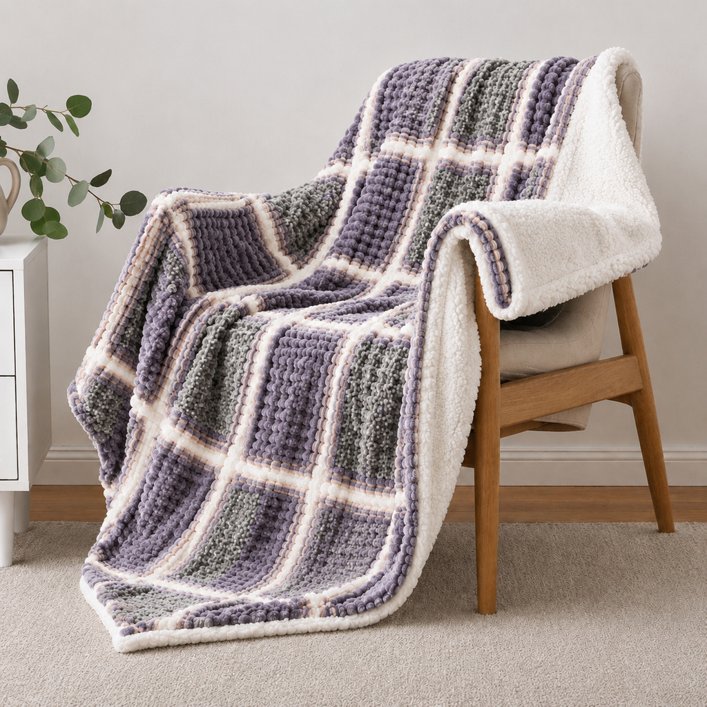 Sherpa-Backed Fleece Throw Blanket 200x230cm