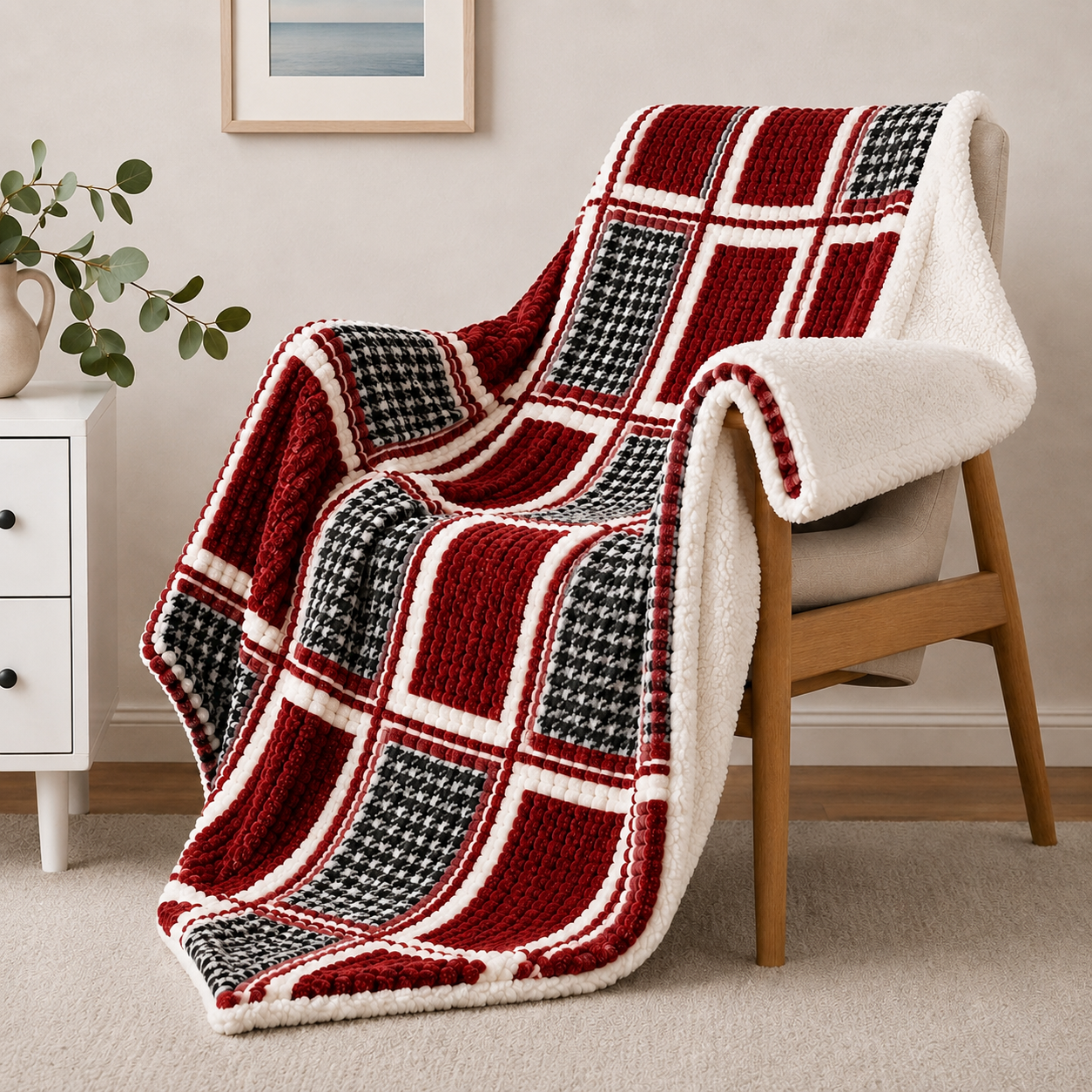 Sherpa-Backed Fleece Throw Blanket 200x230cm