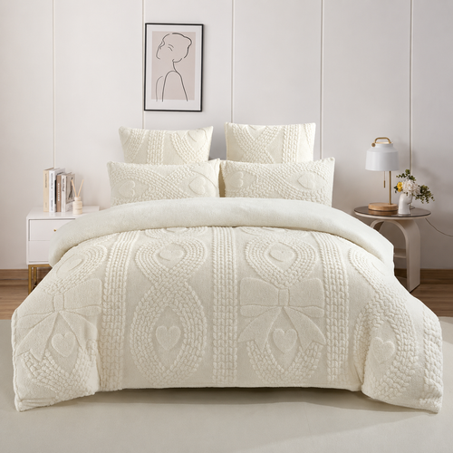 5pcs Comforter Set with White Fleece Inner