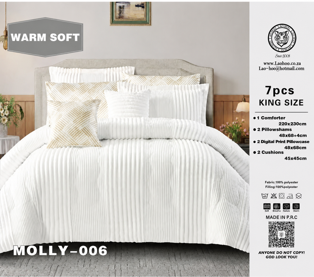 Molly 7pcs King Size Corduroy Comforter Set