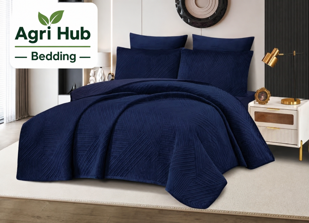 5pcs Velvet Quilted Winter Bedspread Set