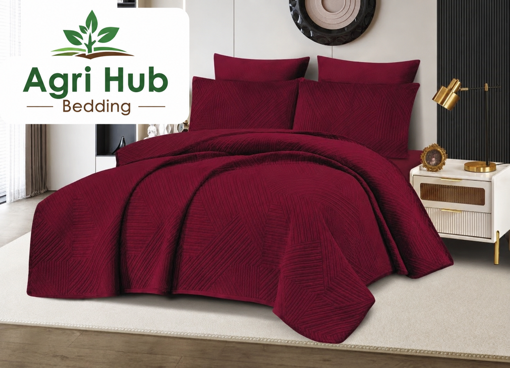 5pcs Velvet Quilted Winter Bedspread Set