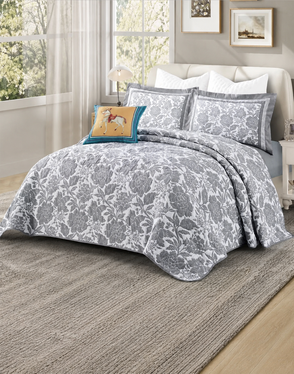 Momo 4pcs Super King Reversible Quilt Set