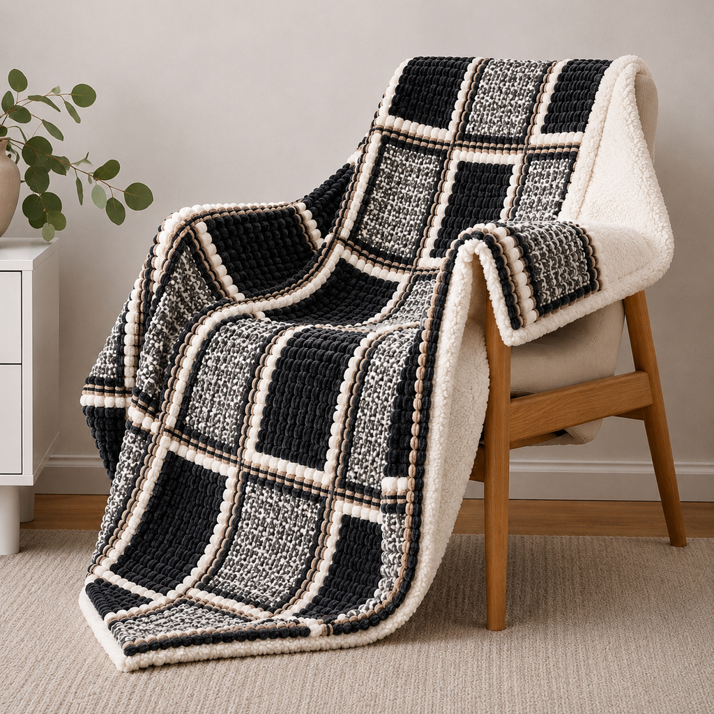 Sherpa-Backed Fleece Throw Blanket 200x230cm